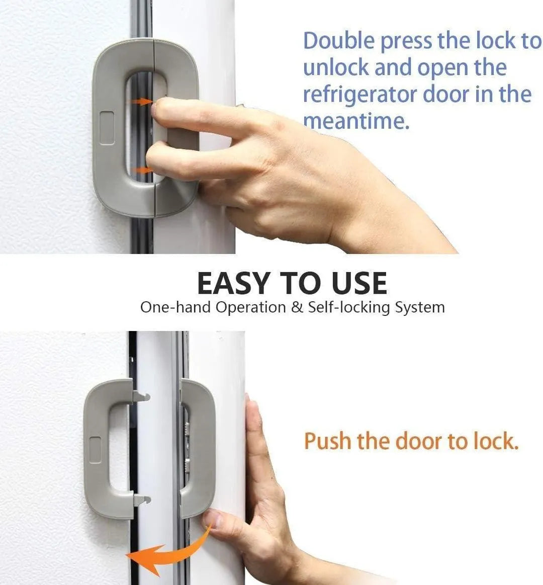 One-Hand Operation Safety Fridge Door Lock for Refrigerator & Cabinets