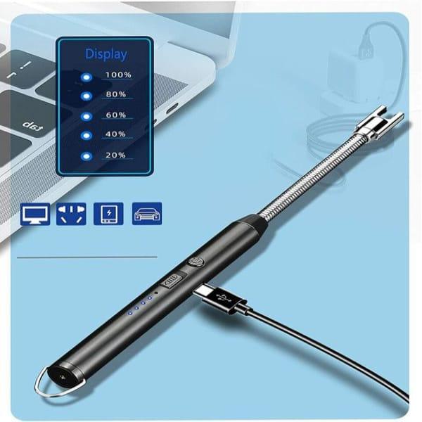 Black Metal Portable Windproof USB Rechargeable Electric Lighter
