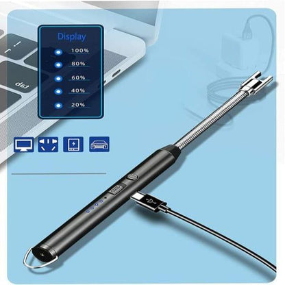Black Metal Portable Windproof USB Rechargeable Electric Lighter