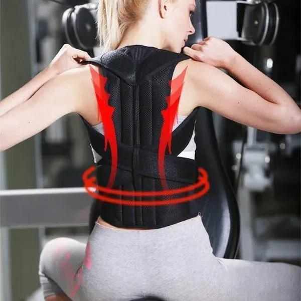 Back Support Adjustable Brace Black Posture Corrector Belt for Men & Women