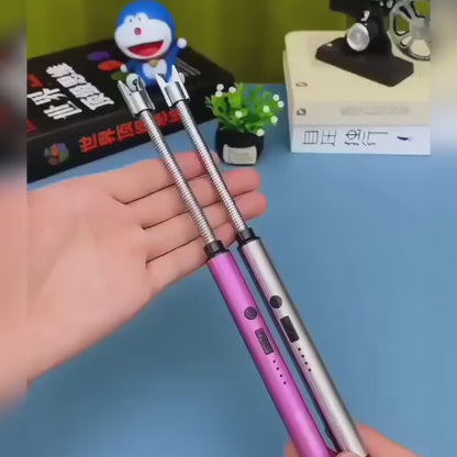 Black Metal Portable Windproof USB Rechargeable Electric Lighter